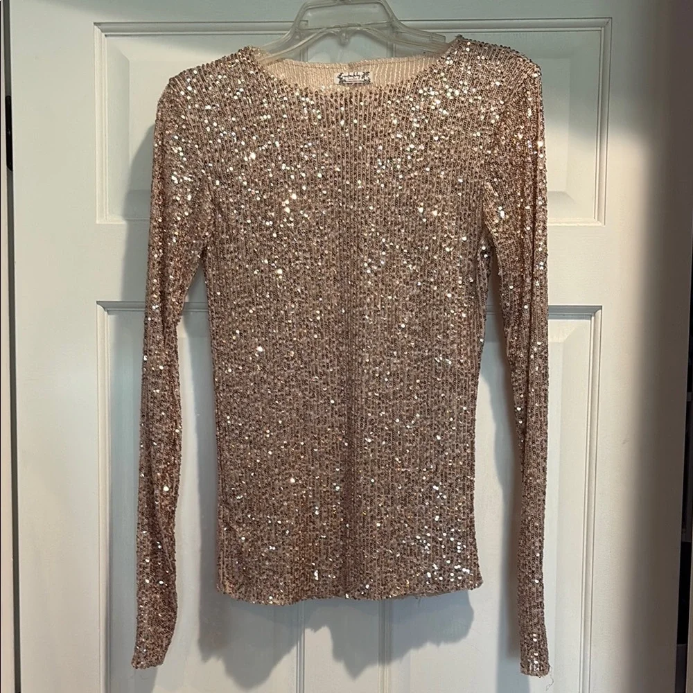 Sequin Long Sleeve Top - Pink - Picture 1 of 8